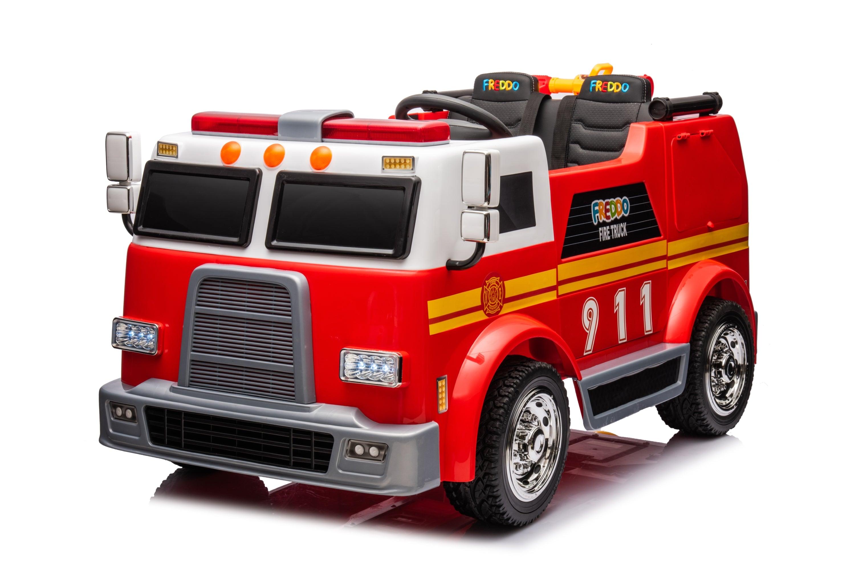 24V Freddo Fire Truck 2-Seater Remote Control Ride On car — Mini Moto Toys