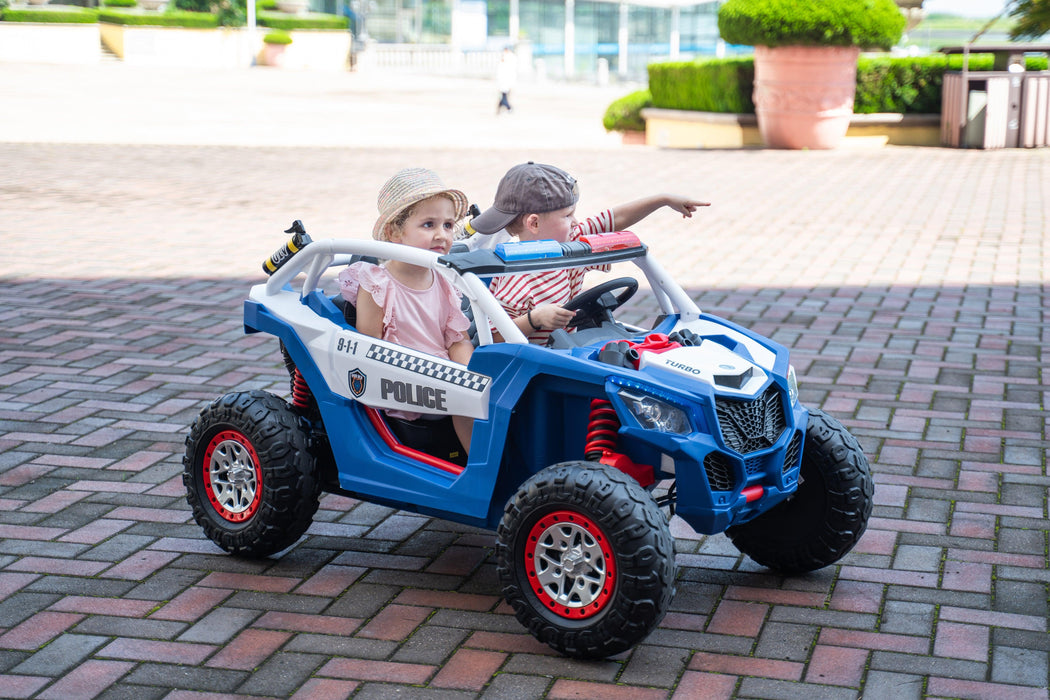 24V Freddo Storm Police UTV 2-Seater for Kids With Lights & Sirens for Action-Packed Adventures