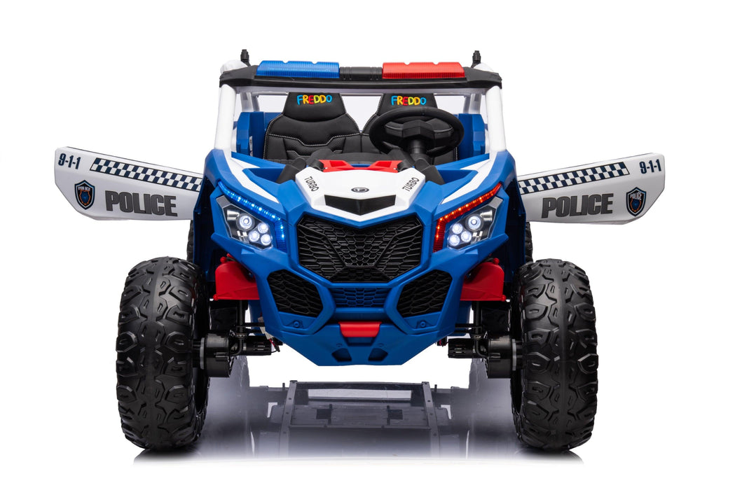 24V Freddo Storm Police UTV 2-Seater for Kids With Lights & Sirens for Action-Packed Adventures