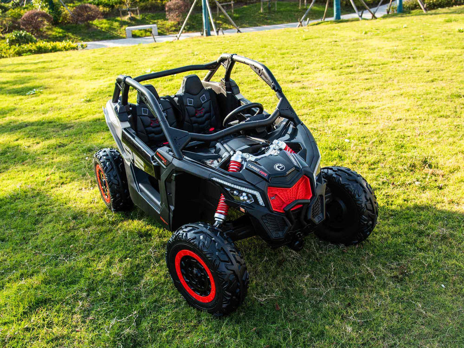 24V Kids Can-Am Maverick 2 motors Powered Kids Buggy 2 Leather Seats Remote Control EVA Wheels