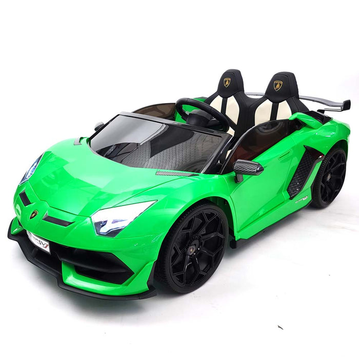 24 Volt Ride On Lamborghini Aventador Drift Electric Licensed Kids Car SVJ Green 2 Seats Remote Control
