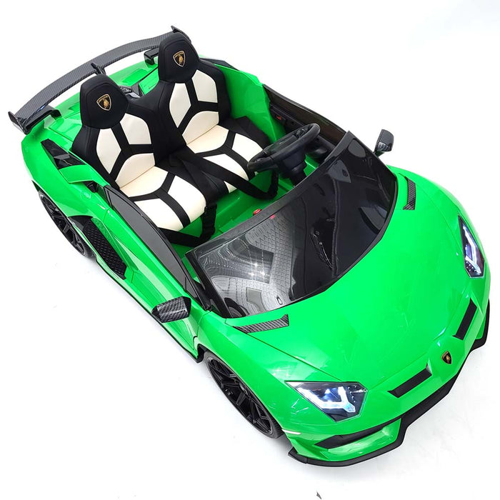 24 Volt Ride On Lamborghini Aventador Drift Electric Licensed Kids Car SVJ Green 2 Seats Remote Control