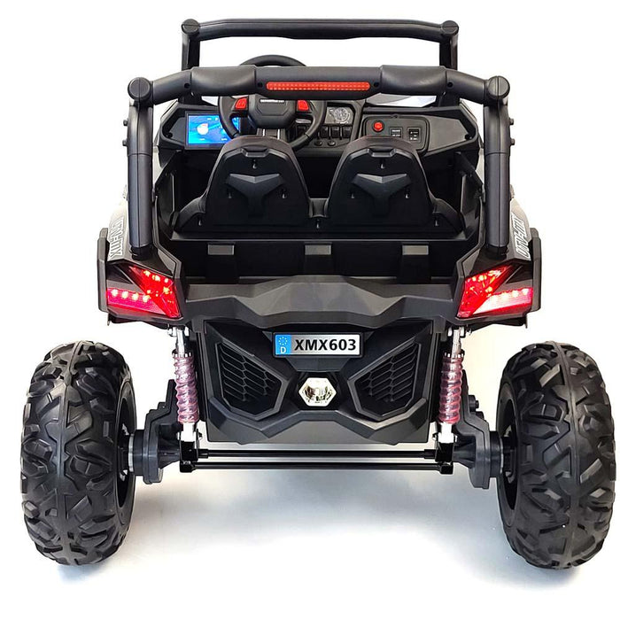 24v Ride On Truck Electric Buggy MP4 Spider Blue TV Touch Screen 2 Seats Rubber Wheels 200 Watts 2 Motors