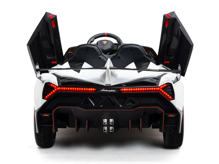Kids Lamborghini Veneno Ride On Car 4x4 2 Leather Seats Remote Control White Paint