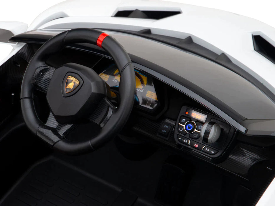 Kids Lamborghini Veneno Ride On Car 4x4 2 Leather Seats Remote Control White Paint