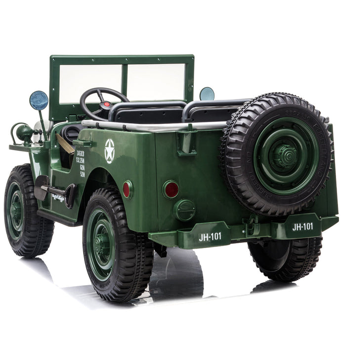 24V 4x4 Kids US Army Military Willy Ride On Truck EVA Rubber Wheels 3 Seats 2.4G Remote Control