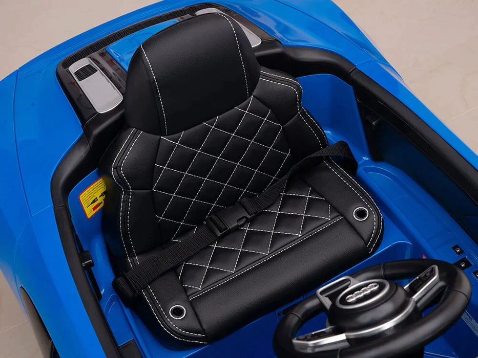 Kids Audi Ride On Car 12 Volt Remote Control Leather Seat EVA Wheels Blue Color
