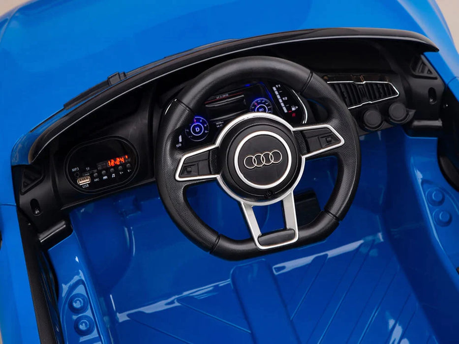 Kids Audi Ride On Car 12 Volt Remote Control Leather Seat EVA Wheels Blue Color