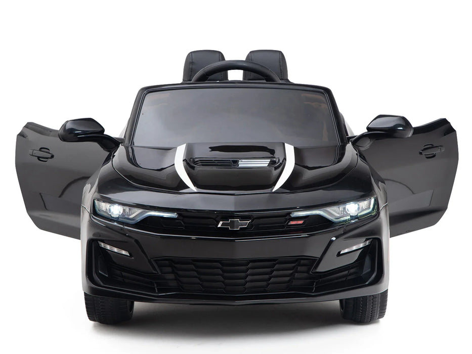 12 Volt Kids Chevrolet Camaro Black Color Leather Seat EVA Wheels Remote Control