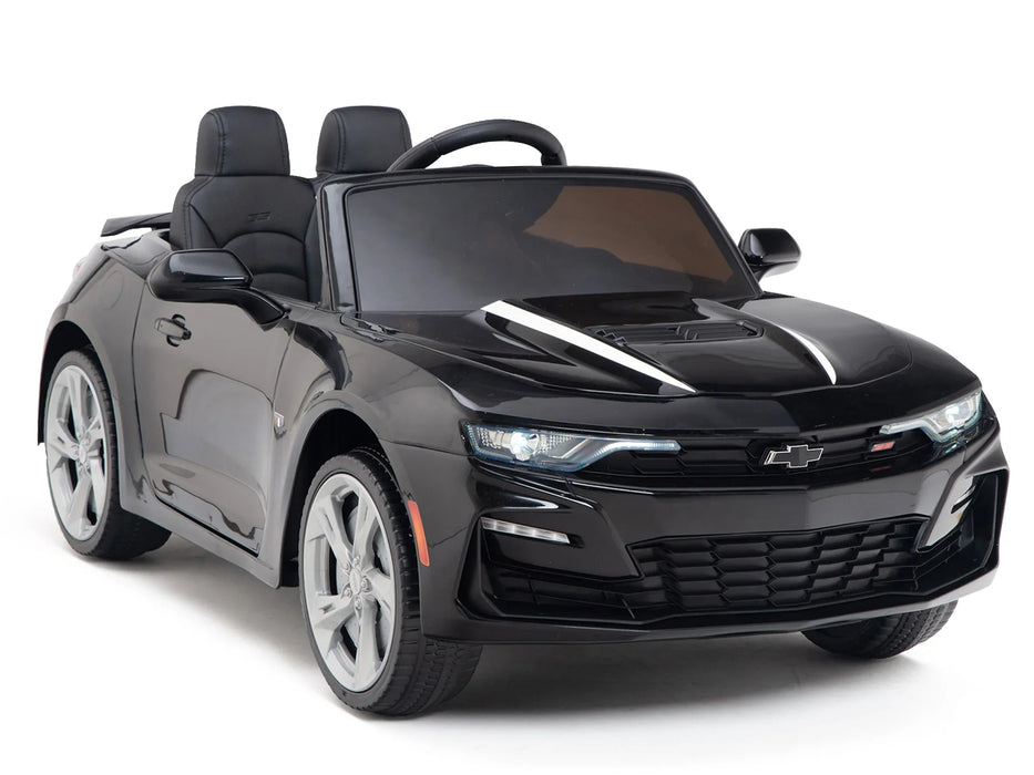 12 Volt Kids Chevrolet Camaro Black Color Leather Seat EVA Wheels Remote Control