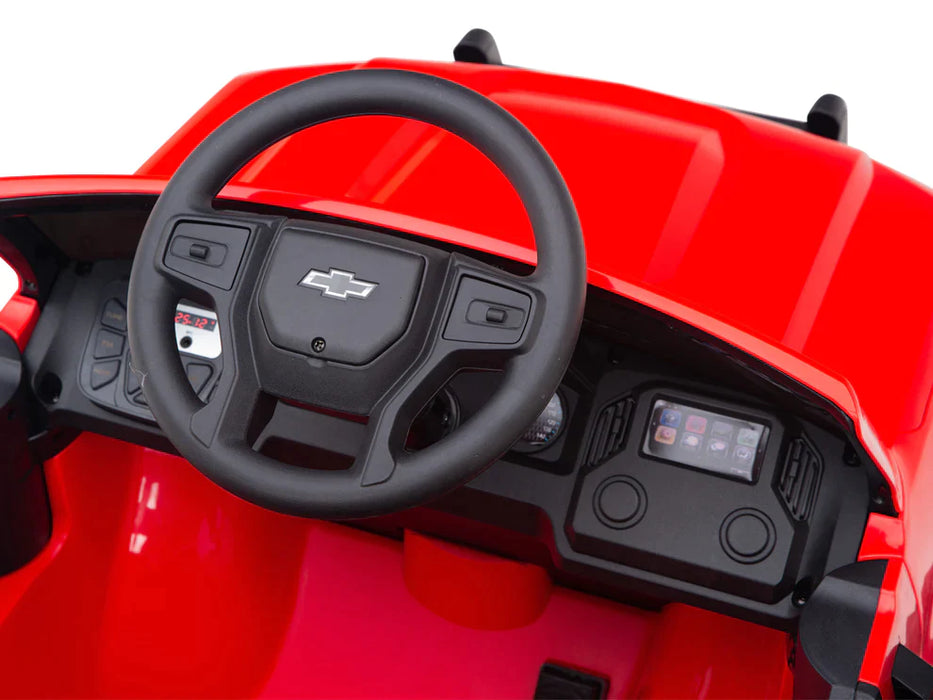 Powered 24V Chevrolet Silverado Remote Control Leather Seat EVA Wheels