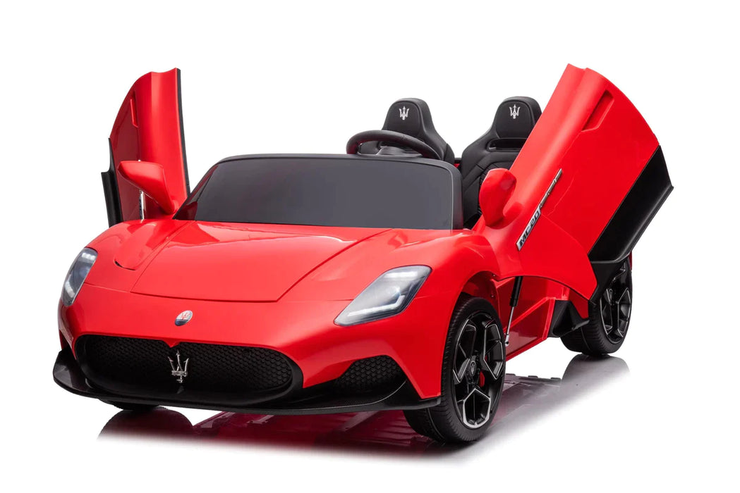 24V 4x4 Ride On Maserati MC20 Powered Car Remote Control 2 Leather Seat EVA Wheels Red Color