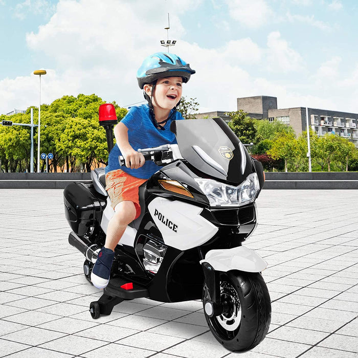 24V Kids Police Motorcycle With Music, Lights and Rubber Wheels