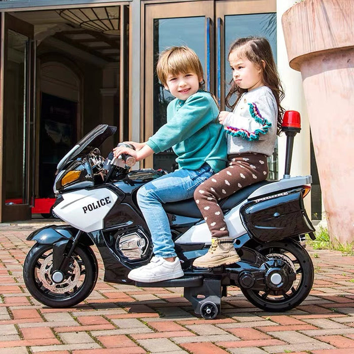 24V Kids Police Motorcycle With Music, Lights and Rubber Wheels