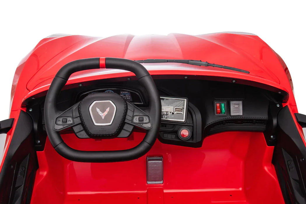 24V Chevrolet Corvette C8 Kids Ride On Car 2 Leather Seat EVA Wheels Remote Control
