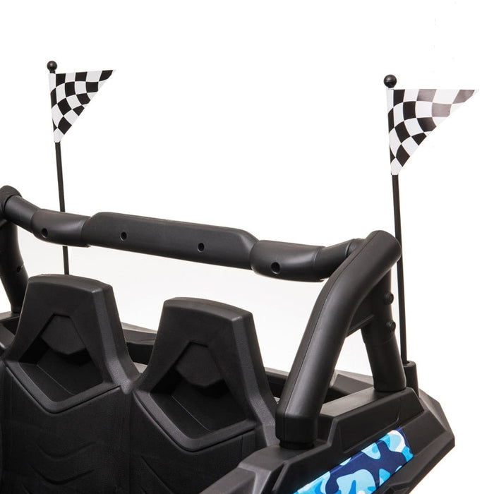 Kids Buggy UTV 12V Electric Ride On Car 2 Seats Remote Control Camouflage Blue